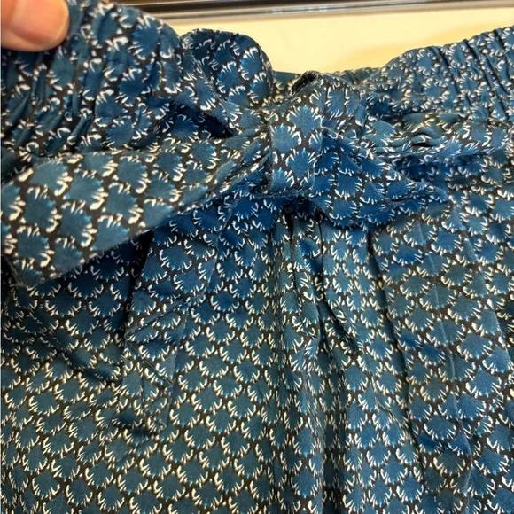 H&M Dark Turquoise patterned A-Line Knee-Length Skirt Tie Front Casual Small - Picture 3 of 6